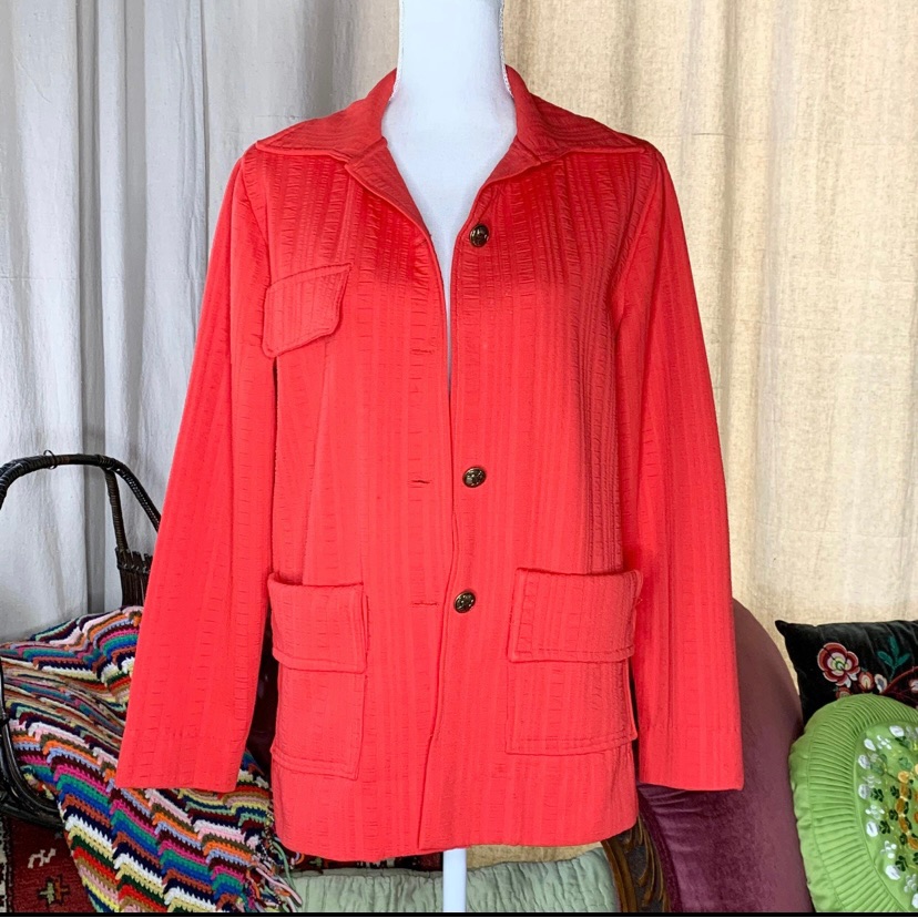 70s Red Polyester Jacket